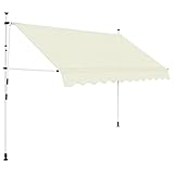 vidaXL Toldo Retráctil Operación Manual 250 cm Crema Techo Marquesina Cubierta