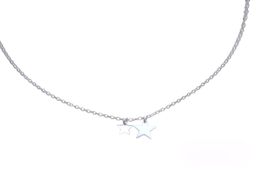 Collier ras du cou argent massif 2 étoiles : un cadeau symbolique pour femme