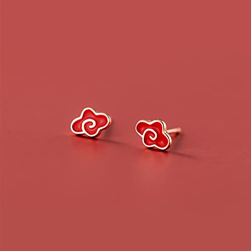 Boucles d'oreilles nuage rouge argent 925 anti-allergie - 3