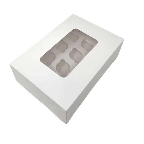 Decoraciondulce - 5 x Cajas Blanca para Transportar Cupcakes, Muffins,Magdalenas con (12 Mini Cupcakes) Cover