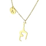 Genérico Mi forma iniciales A-Z Gimnasia artística Colgantes collares Eurítmicas femeninas Bailarina Letras amuletos Cadena joyería