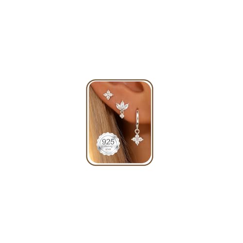 Image of 925 Silver Stud Hoops Earrings Stackable Silver Earrings for Women Jewellry