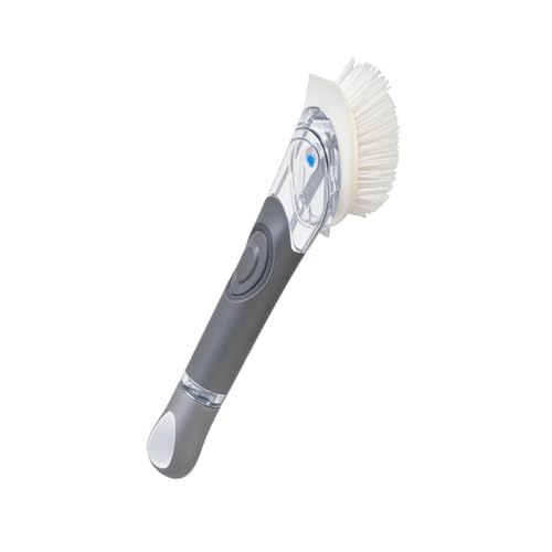 Image of CELOX Soap Dispensing Dish Brush, Kitchen Brush for Dish Pot Pan Sink Cleaning, Gray