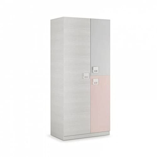 Mobelcenter – Armario 3 Puertas Juvenil Nube – Armario Juvenil e Infantil Acabado Color Blanco Alpes y Rosa – Medidas: Ancho: 90 cm x Fondo: 52 cm x Alto: 200 cm   (0988)