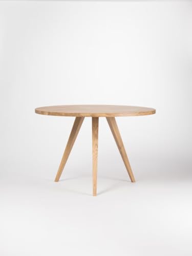 Image of Solid Wooden 4 Seater Round Dining Table for Living Room, Dining Room, Hotel & Home, Brown Finish, (d120 x w120x h75 CM)