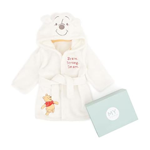 My 1st Years - Winnie The Pooh Fleece Dressing Gown, Baby and Toddler, Fluffy Soft Hooded Robe, 100% Polyester, For Boys and Girls Cover