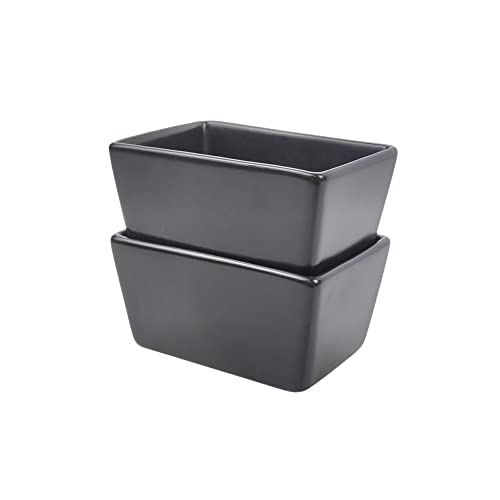 Sizikato 2pcs Matte Black Porcelain Sugar Packet Holder Tea Bag Bowl, 5 Oz