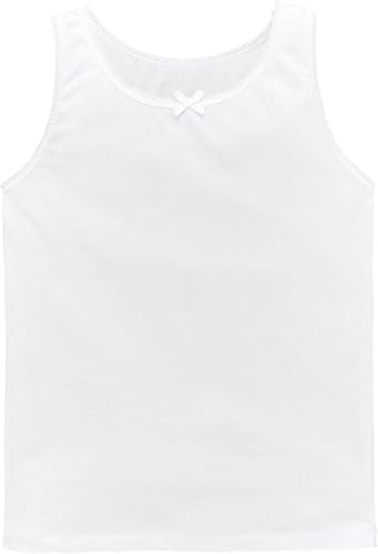 COSHAL - COSHAL® 1 Girls Vests Tops 100% Cotton White Top Girl Sleeveless Undershirts Summer Top Vest Every Day wear Girls Back to School Vest White 6-8 Yrs