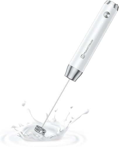 Maestri House Mousseur à Lait Électrique, Rechargeable Mousseur a Lait, Fouet en Acier Inoxydable, étanche Portable Mini Mixeur pour Café, Latte, Cappuccino, Matcha, Lunafro NS (blanc)