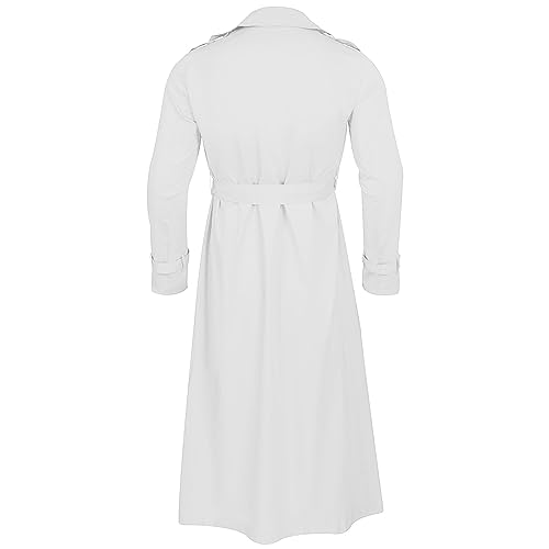 Ctreela Mens Long Trench Coat Business Casual Double Breasted Overcoat Fall Winter Solid Color Windbreaker Lapel Outwear4