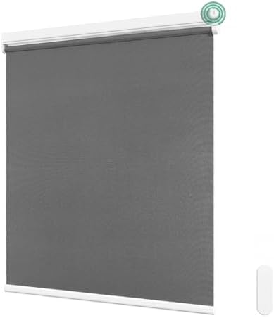 Allesin Motorized Roller Blinds with Remote Control for Windows, Blackout Smart Roller Shade, Battery Powered Electric Smart Blind (Gray 27" W x 72" H)