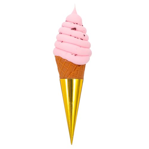 LUOZZY Fake Ice Cream Cone Artificial Dessert Model Imitation Ice Cream Decoration Photography Prop Display for Shop Restaurant - Pink