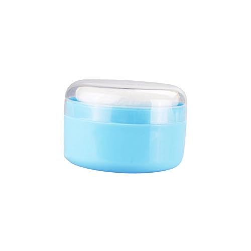 DECHOUS 2 Stück Puderquaste mit Sieb und Erwachsene Hautfreundlicher Schwamm Kunststoff Puderdose für Babypuder Anwendung zu Hause und Unterwegs