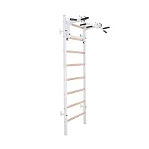 231W Wallbars, Certified Stall Bars with Multifunctional Convertible Steel 6-Grip Pull Up Bar that can also be used as a Barbell Holder, Wall Mounted for Home Workout, Full Body Stretching, Gym