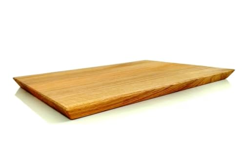 NATURE EDITION Eichenholz Schneidebrett Massives Holzbrett mit Abgeschrägten Kanten 40 x 27 x 2 cm Antibakterielles Küchenbrett Servierbrett für Fleisch