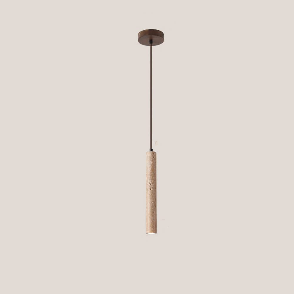 LYMSXAZOU LED Wabi-sabi Style Chandelier in Yellow Travertine on Wood Chassis - Minimalist Longline Lamp for Living Room, Bedroom, B&B & Small Spaces