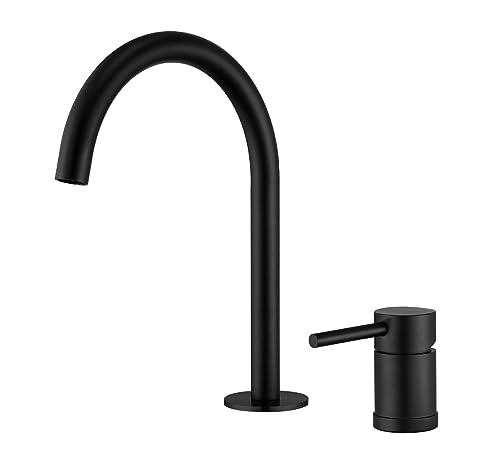 AVSBBYEPS Grifo de Lavabo for baño, Grifo de Lavabo de una Sola Palanca, Grifo de Lavabo Negro Sus, Grifo de Agua Caliente y fría(Black 2)