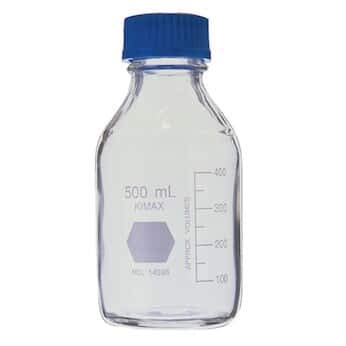 Kimcote KC14395-500 Safety-Coated Media Bottle, Polypropylene Cap, 500 mL, 4/Cs