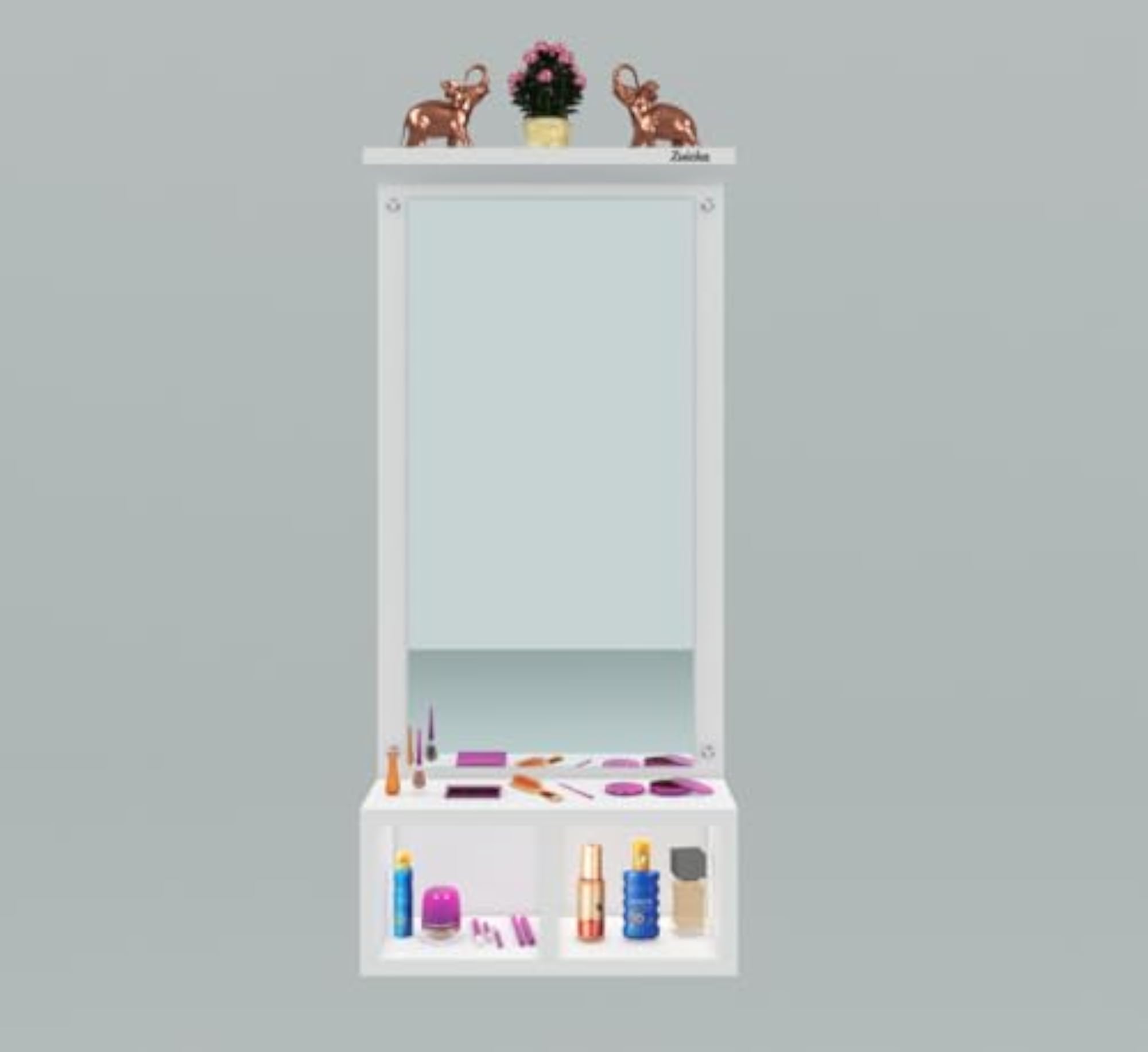 Wall Mounted Dressing Table with Mirror, Floating Vanity Mirror Shelf