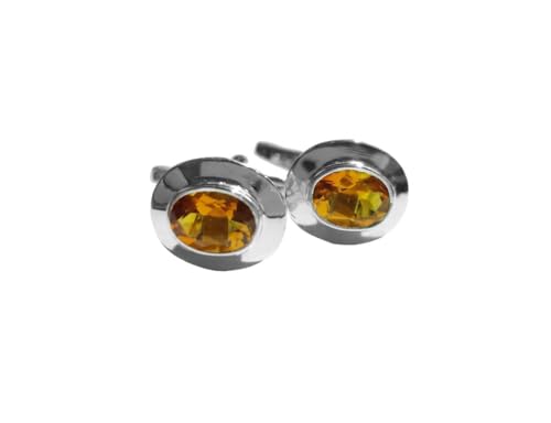 Mancuernillas de plata con citrino 6x8 mm