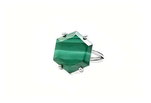Bague en malachite hexagonale or pour femme bague de fiançailles mode