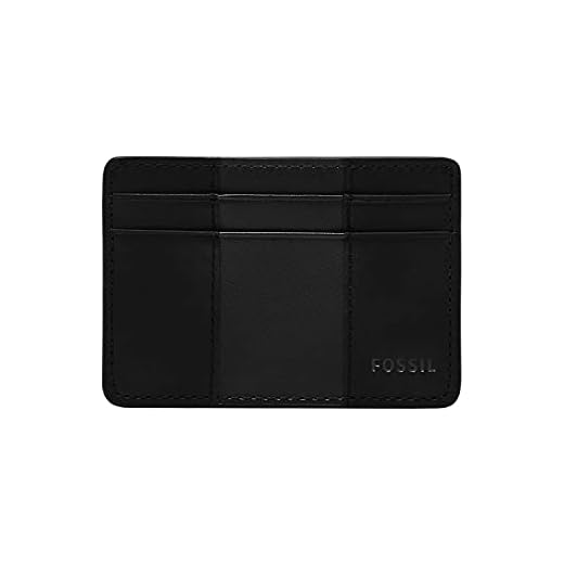 Fossil Men's Everett Leather Slim Minimalist Card Case Front Pocket Wallet, Black, (Model: ML4398001)