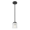 FEMILA 4.3" Pendant Lights Kitchen Island, Hammered Glass Hanging Light Fixture, Matte Black Finish, 4FY86MIL BK