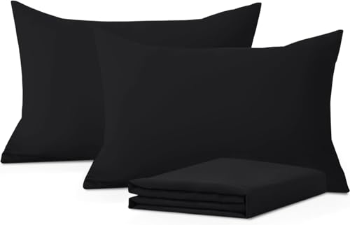 Image of Comfort Beddings Pack of 2 Travel Pillowcases 12x16 Premium 100% Cotton Blend Black Travel Pillow Case Zipper Closure, Super Soft and Cozy Travel Pillow Covers (Size-12x16, Black)