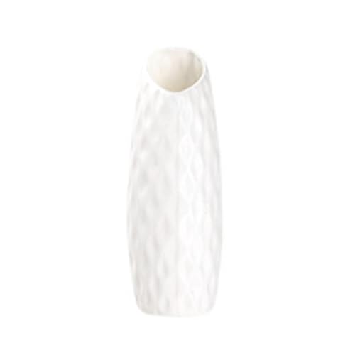 Jarrón de plástico compuesto de estilo nórdico, jarrón cónico irrompible para flores, decoración moderna para sala de estar (blanco)