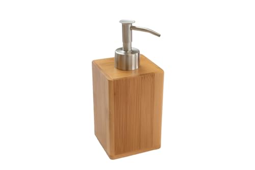 Bagnoxx Distributeur de Savon 7,6 x 7,6 x 11cm Bambou Marron Écologique Salle de Bain