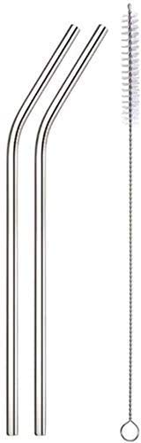 Image of SAVE Stainless Steel Metal Straws | Reusable Drinking Straws + Cleaning Brush (Bent Straws)