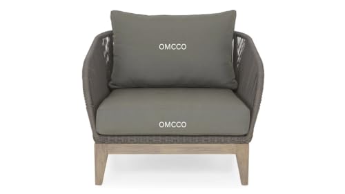 Image of 4 Seater Sofa Outdoor Conversation Patio Garden Rope Furniture Set with Cushion and Center Table. Garden /Balcony /Poolside /Indoor /Outdoor Set(Grey Color)