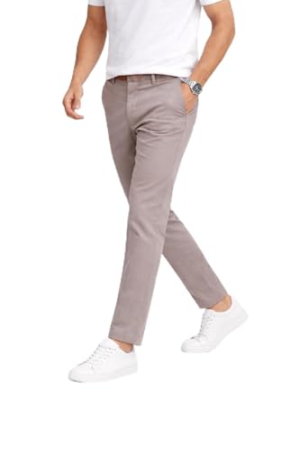 Image of DENRO Men's Slim Fit Cotton Stretch Trousers | Smart Casual & Workwear Pants for Office Use | 98% Cotton 2% Spandex Fabric | Mid-Rise Tailored Fit | Sizes 28-38
