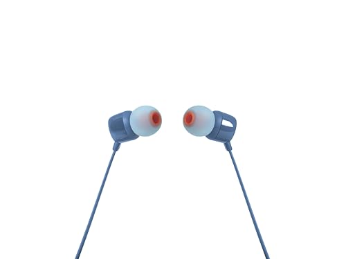 Image of JBL Tune 110 - Wired in-Ear Headphones with JBL Pure Bass Sound, 1-Button Remote, Microphone and Tangle-Free Flat Cable (Blue)