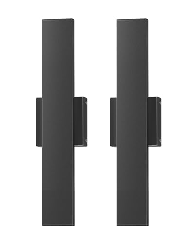 Image of EDISHINE 2 Pack LED Outdoor Wall Lights, 15.7 inch Modern Black Outdoor Sconce