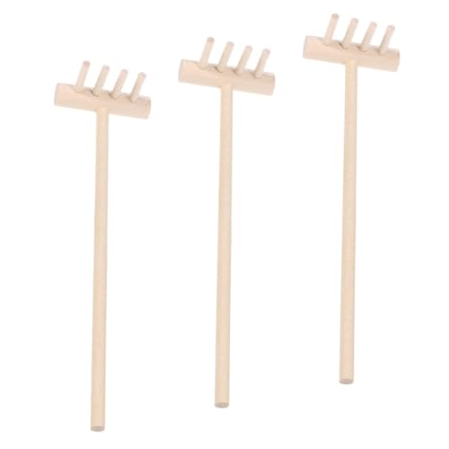 OUNONA 3個 竹製ミニ禅ガーデンレーキ 軽量コンパクト サンドボックスアクセサリー 茶道砂用クラフトツール 砂美化と瞑想用