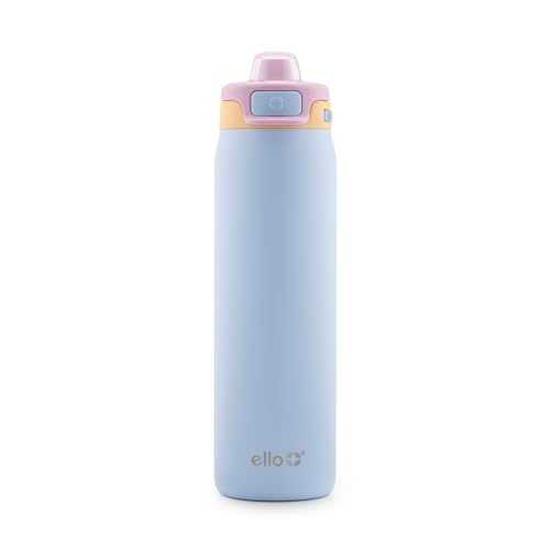 Ello Pop & Fill 22oz Stainless Steel Water Bottle with Quick Fill Technology, Double Walled and Vacuum Insulated Metal, Leak Proof Locking Lid, Sip and Chug, Reusable, BPA Free, Coastal Sunrise by Ello - Used condition - US$18.92