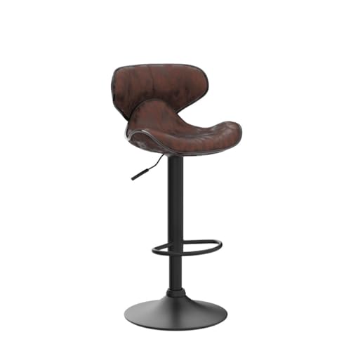 Roundhill Furniture Masaccio Butaco Ajustable con Tapizado Marrón Envejecido y Base Cromada, Set de 2 miniatura 5