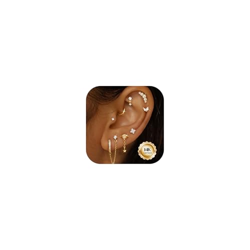 YADOCA Pendientes Acero Inoxidable Mujer Piercing Oreja Acero Quirurgico Pendientes Aro Pequeños Tragus Piercings Oreille Cartilago Oreja Oro Plata Conch Helix Piercing