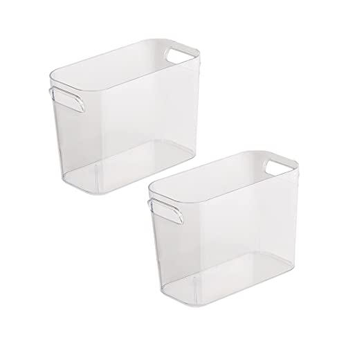 TIENDA EURASIA® Cajas de Almacenaje con Asas - Organizadores de Plástico Multiusos - Ideales para baño, cocina, salón, dormitorio (Transparente, 2 Cajas - 12,5 x 26 x 18 cm - 4,4 L)