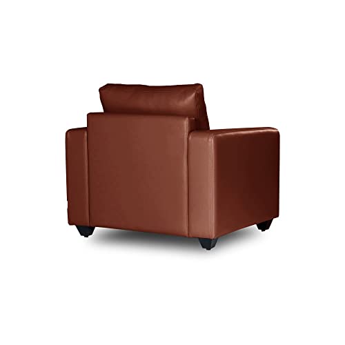 Image of Wakefit 1 Seater Tan Leatherette Sofa for Living Room | 3 Year Warranty | 34kg, 90.9cm x 85cm x 85.3cm