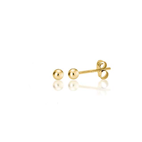14K Gold Plated Polished Sterling Silver Round 2mm Ball Bead Stud Earrings
