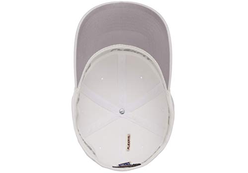 Flexfit Unisex Cotton Twill Fitted Baseball Cap, White, Large-X-Large