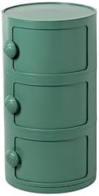 Bedside Table, Modern ABS Nightstand with Sliding Door - Spacious Storage, Side Table with Drawer, Bedroom Furniture Night Stands for Bedrooms,Dark Green-3 tier