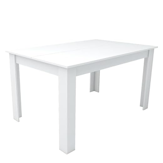 edihome, Mesa Comedor Modelo Denver, para salón, Cocina, Acabado Blanco y Cambria, Dimensiones 138 (Ancho) x 90 (Largo) x 75 (Alto) (Blanco)