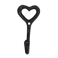 Getdoublerich Elegant Wall Mounted Black Iron Coat Rack with Heart Shape Hooks, Practical and Stylish