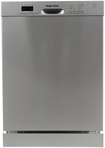 Magic Clean MCDW24SI Dishwasher 24-Inch Built in with 3 Wash Options and Automatic Cycles, Stainless Steel Construction with Electronic Control LED Display, Low Noise Rating, Metallic