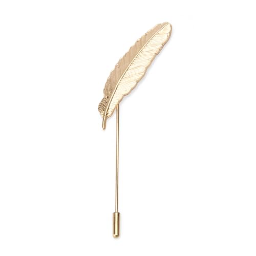 Image of wynameleri Men's Metalic Brooches and Pins, Gold Lapel Pin for Men, Shirt Stud Flower Deer Feather Pins