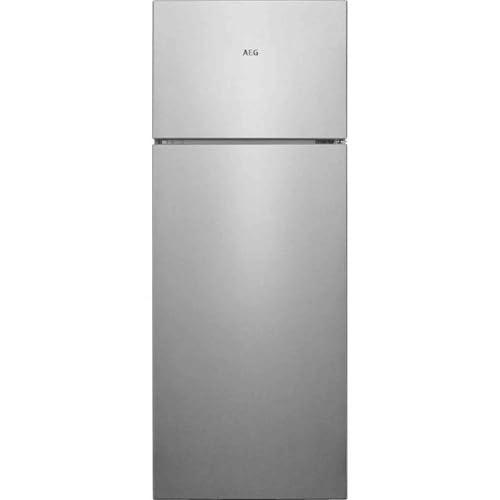 AEG RDB424E1AX Freistehender Doppeltür - Kühlautomat / Serie 5000 mit ColdSense / 1434 mm / Gefrierteil oben / 206 L / Farbe: Edelstahl-Look, Seiten silber + Antifinger Edelstahlbeschichtung / E