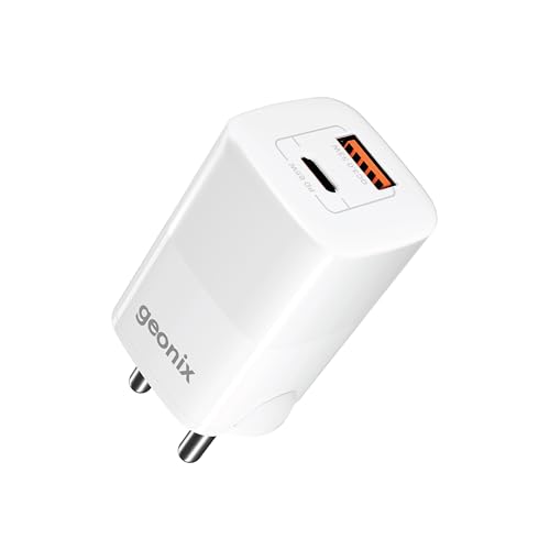 Image of Geonix Atomic G65, Gan Charger, 65W GaN Charger | Dual Port USB & Type-C Fast Charging Adapter for iPhone 16-11 Series, iPad, Android, Laptop, Tablet, Power Bank (White)